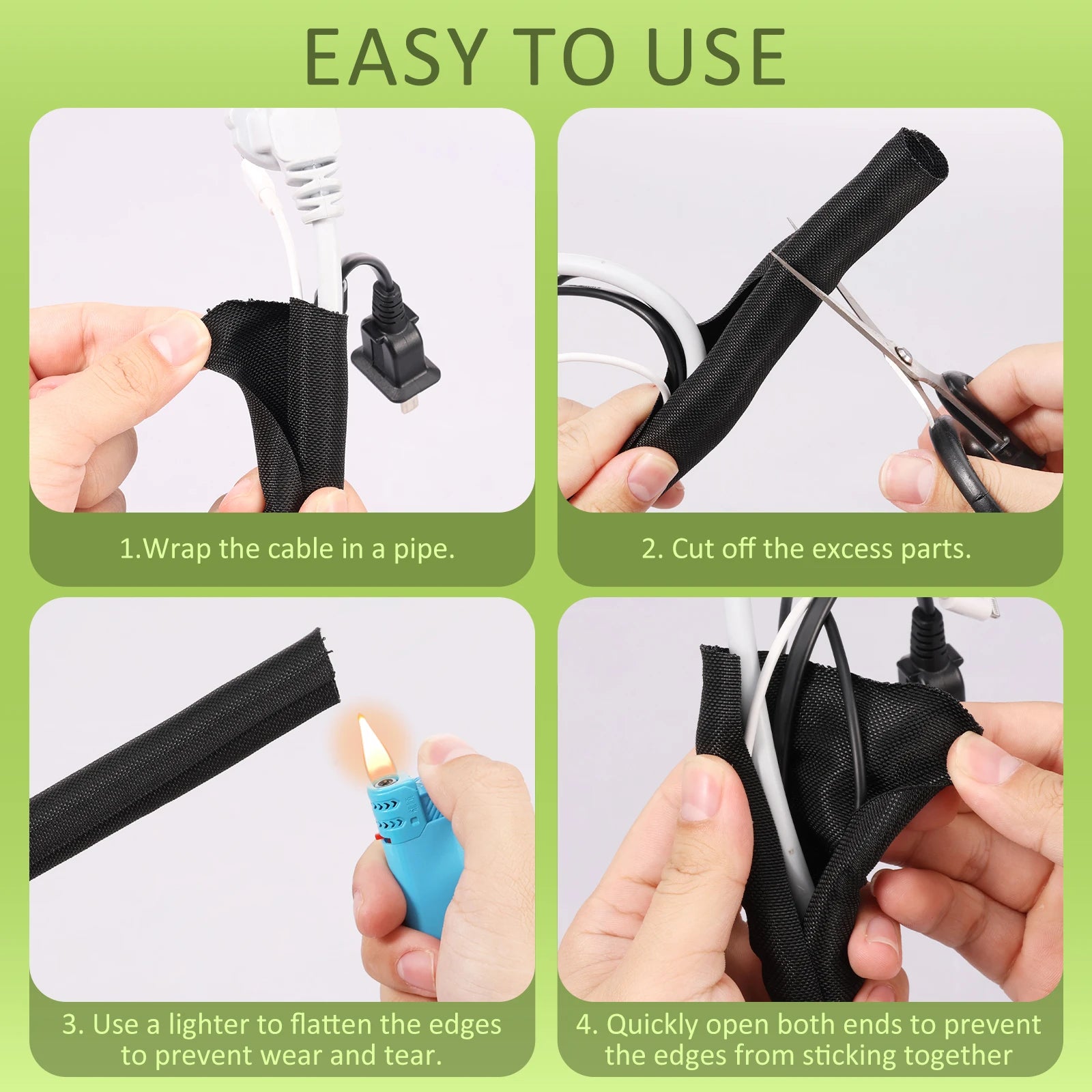 6M Braided Self Closure Cable Sleeve Insulated Cable Flexible Cord Protector Management Sleeve for Home Automotive Desk TV PC Zpaxo