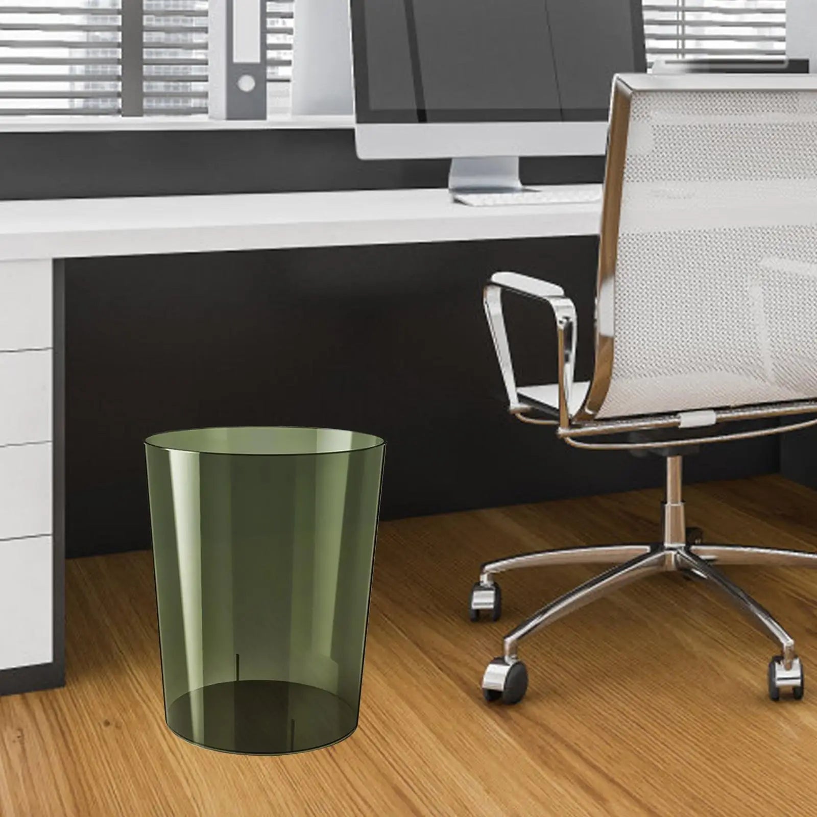 Waste Paper Bin Rubbish Bin Clear Round Dustbin Trash Can for Dressing Table Office Bedroom Kids Room Zpaxo Green M