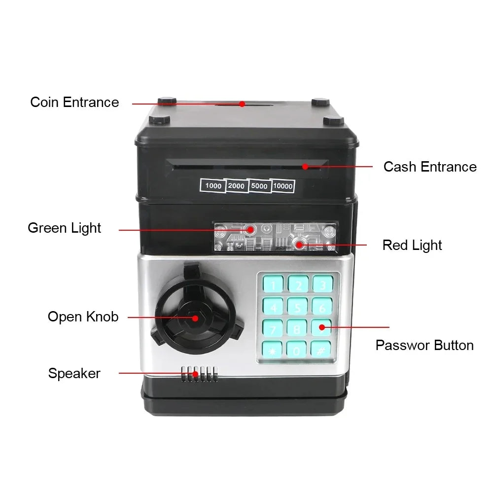 Electronic Piggy Bank ATM Password Money Box Cash Coins Saving Zpaxo