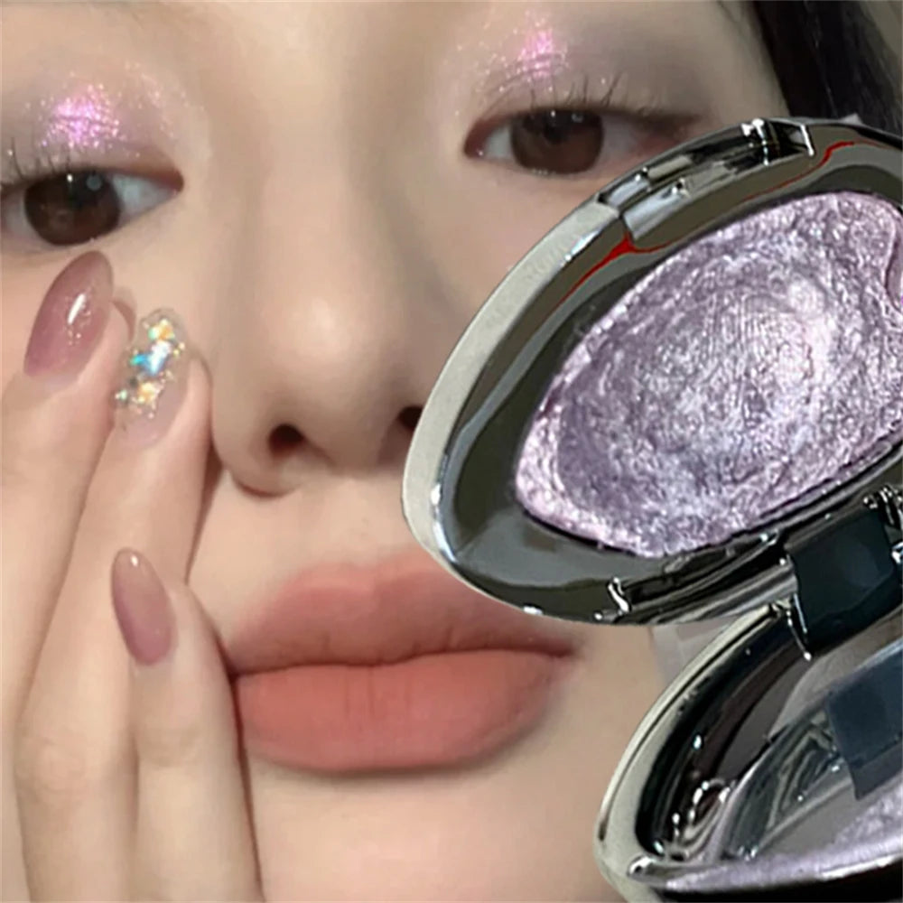 Smoked Punk Green Pearl Eyeshadow Diamond Metallic Brighten Mashed Potato Glitter Highlighter Plate Makeup Sparkling Chameleon Zpaxo