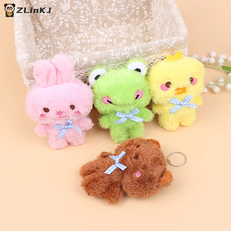 ▶1Pcs Cartoon Mini 4 Animal Little Bear Rabbit Frog Chicken Stuffed Plush Toy Plush Animal Keychain Decorate Zpaxo