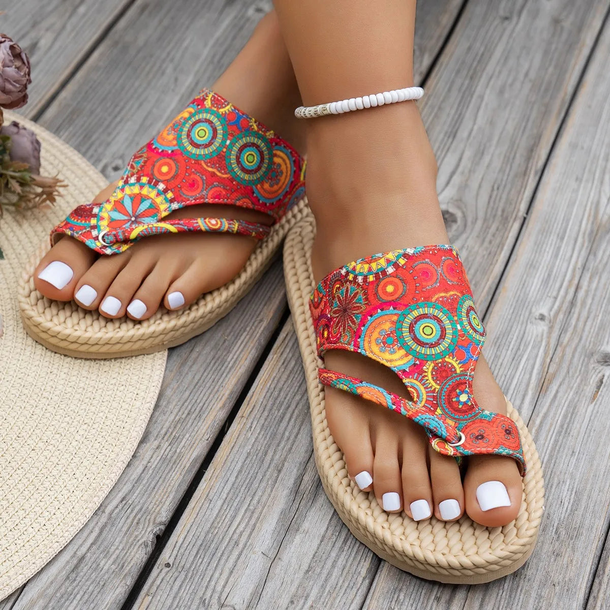 Women Slippers Open Toe Slip Colorful Beach Shoes Fashion Platform Zpaxo Red 42
