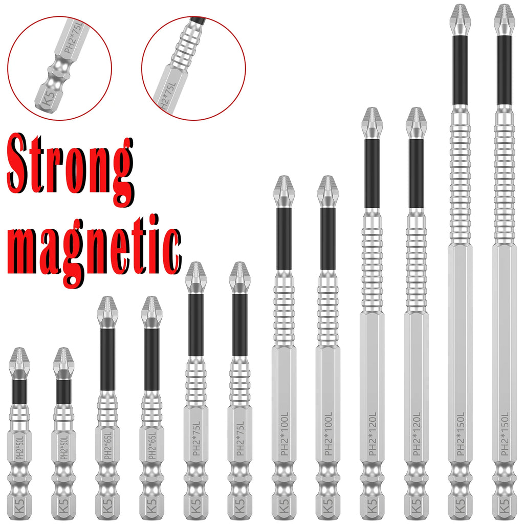 Anti Slip Magnetic Screwdriver Drill Bit Reusable K5 Impact Resistance Screw Extractor Cross Slot High Efficient Screwdriver New Zpaxo
