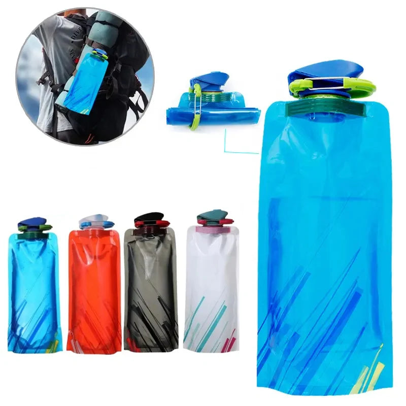 Collapsible Water Bottle Flexible Reusable Travel Kettle Carabiner
