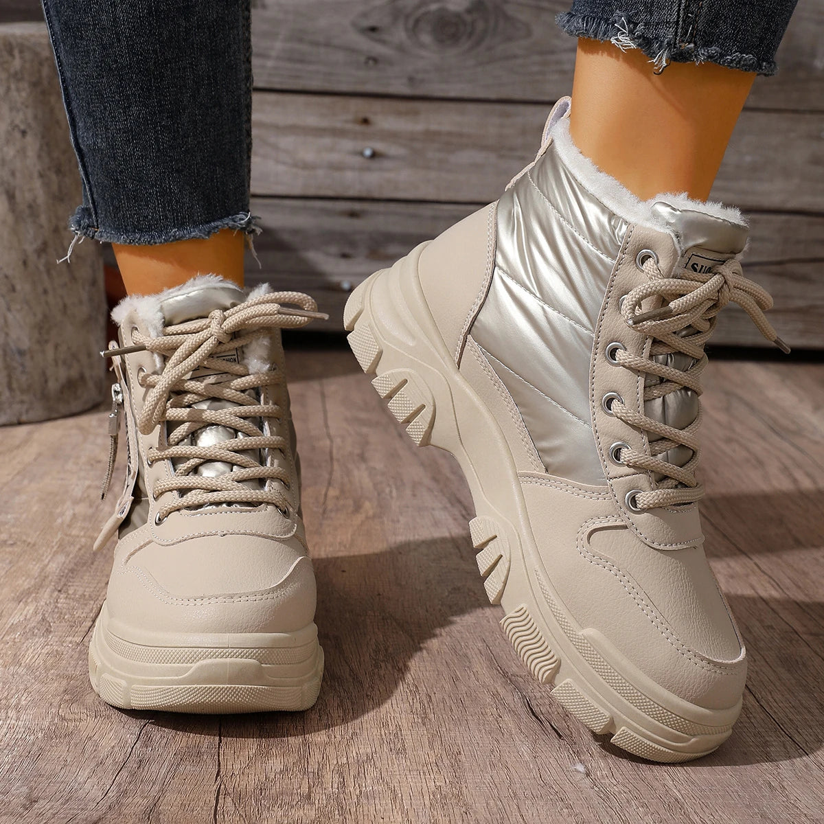 2025 New Women Ankle Boots Warm Height Increased Snow Boots High Top Platform Cotton Sports Shoes Fashion Waterproof Boots Women Zpaxo