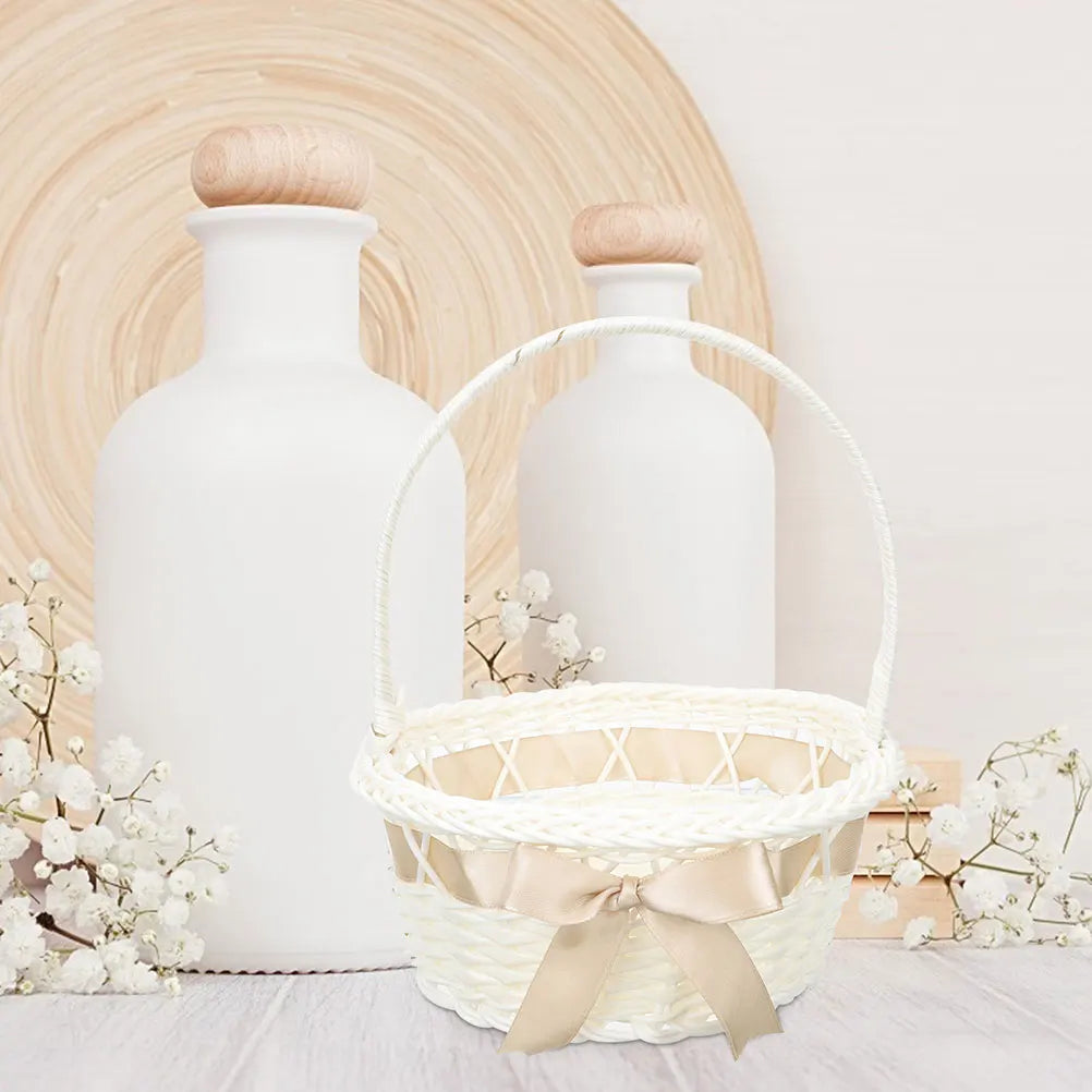 Easter Rattan Storage Basket Woven Flower Girl Hand Handmade Home