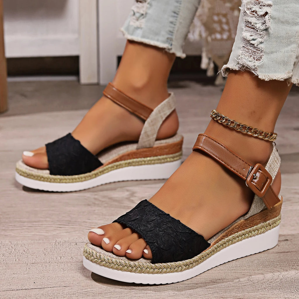 Women Sandals Summer Espadrille Strap Wedge Sandals Women Casual Open Toe Shoes Women Roman Platform Sandals Zapatos De Mujer Zpaxo