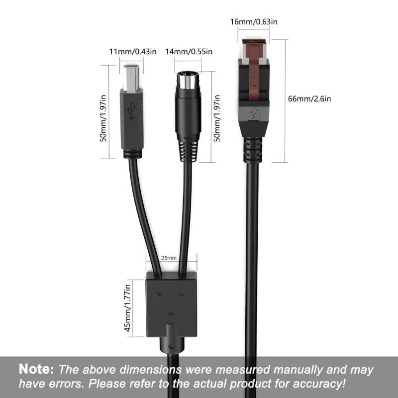 652F 24V Powered USB to 3Pin Power Din Male USB2.0 B Male Data Power Cable Adapter For Barcode Scanning Guns Accessories Zpaxo