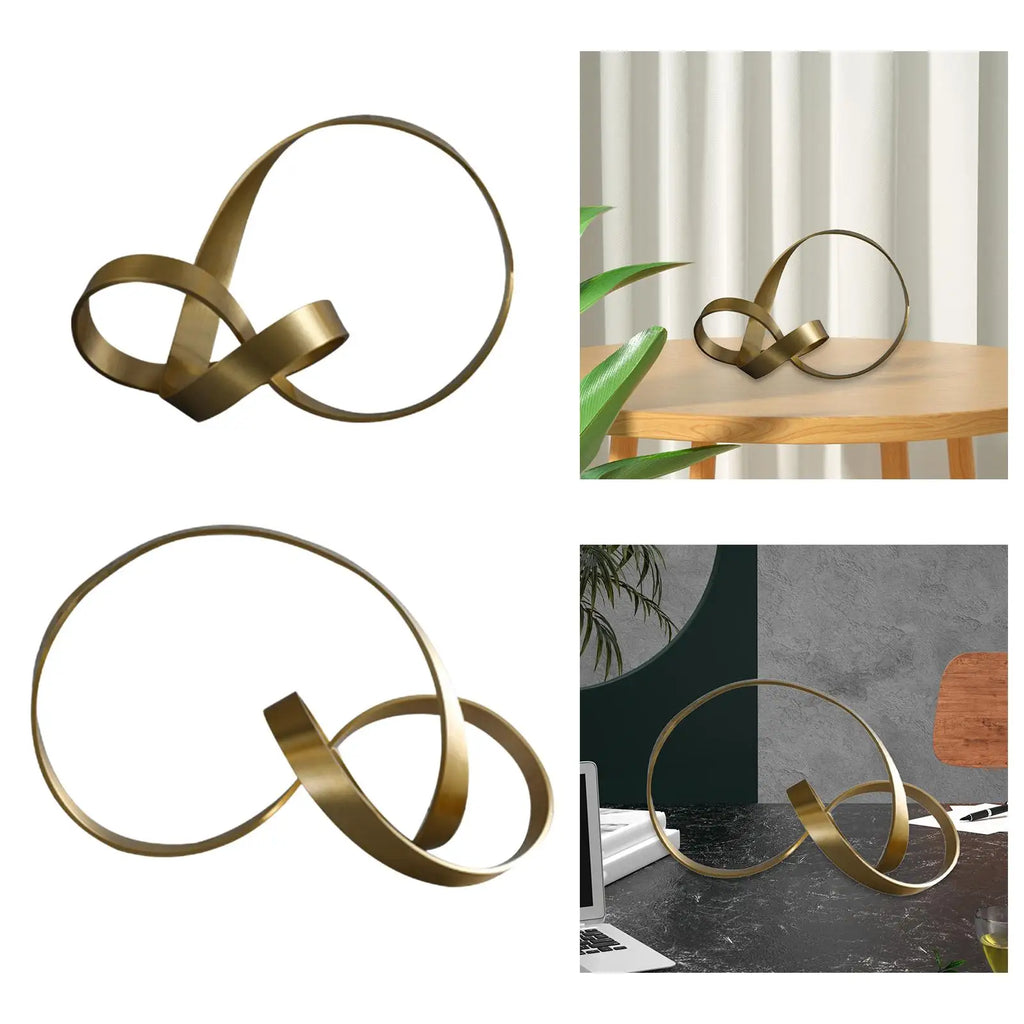 Metal Gold Twist Ornament Figurines Housewarming Gift Portable Art Unqiue for Bedroom Christmas Wedding Bookshelf Home Zpaxo