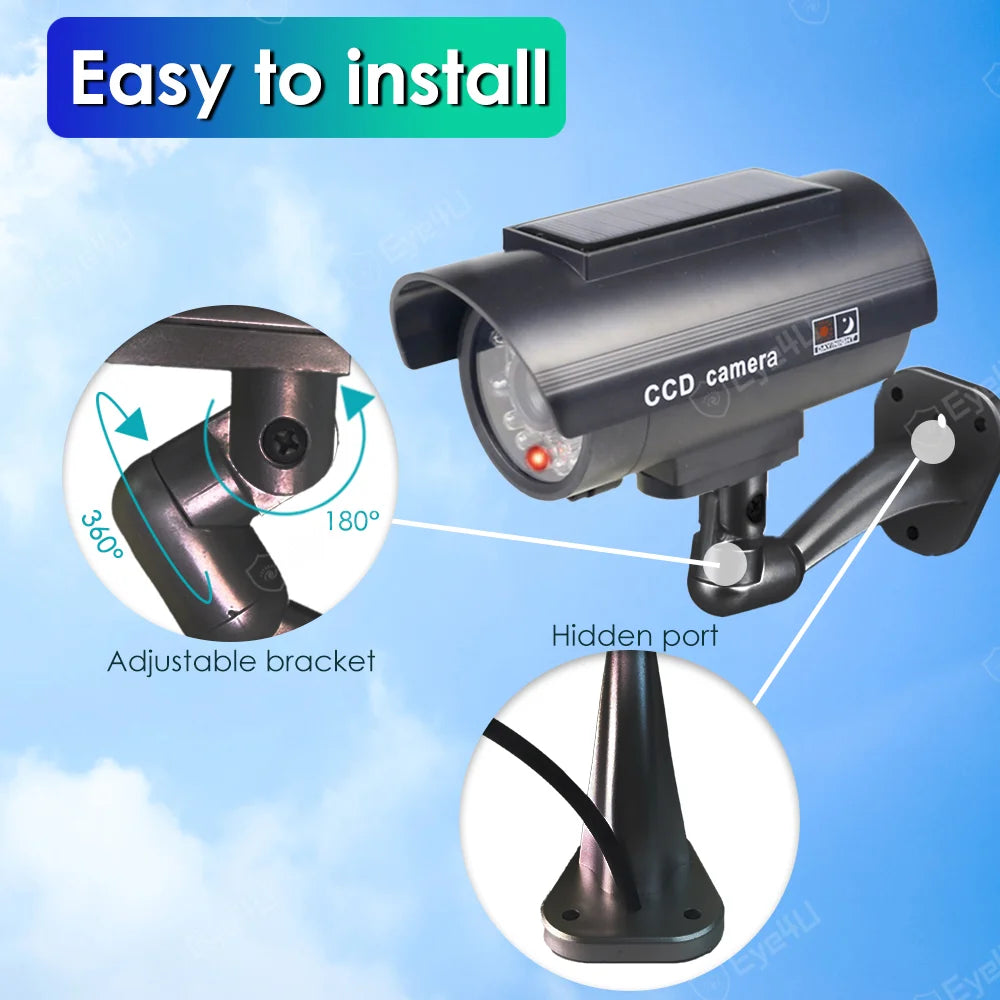 Fake Solar Camera Outdoor CCTV Surveillance Simulation Dummy Camera Home Security Protection Bullet With Flashing LED Light Zpaxo