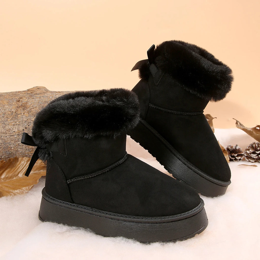 Large Fleece Lined Thick Bottom Snow Boots Women's Warm Short