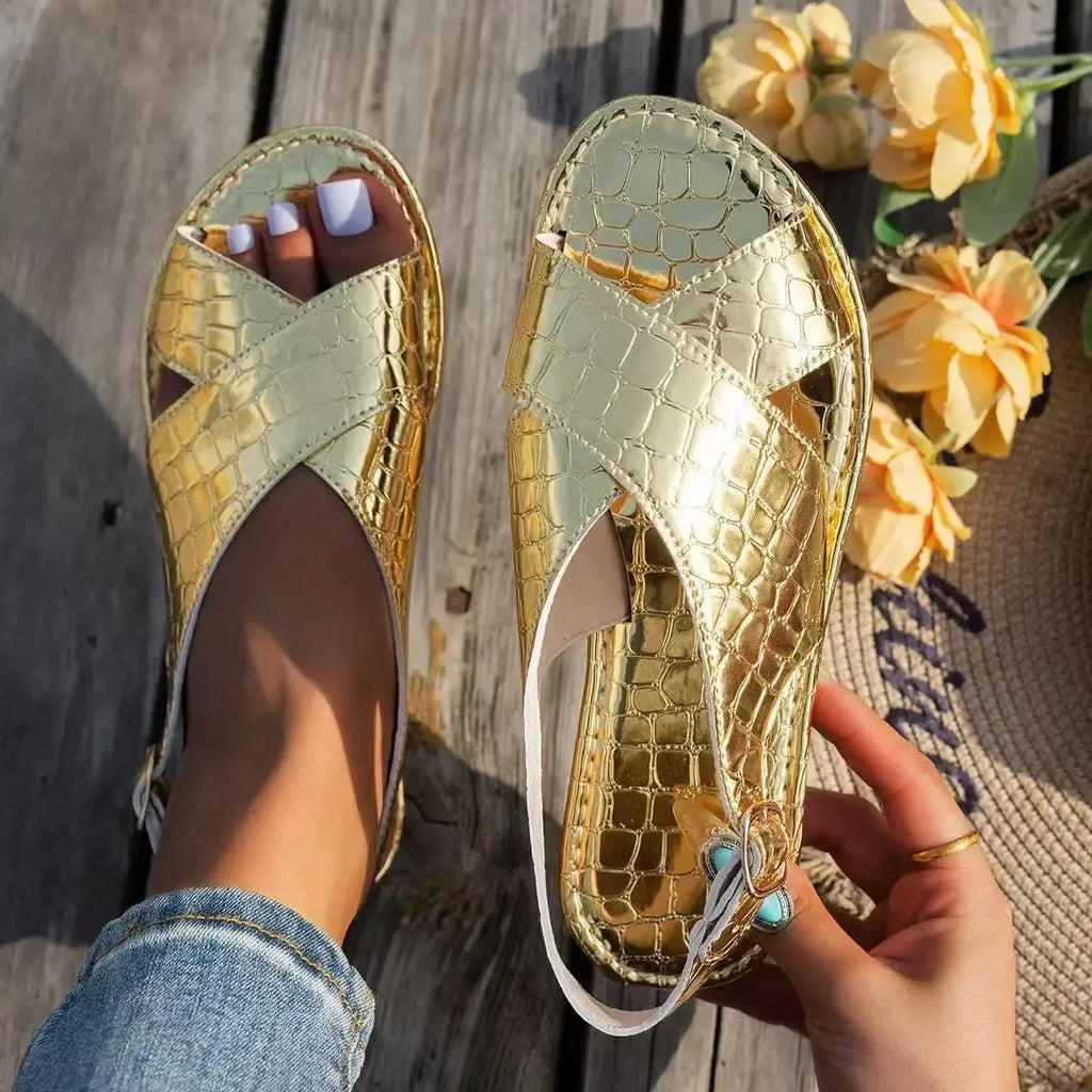 2025 Luxury Sexy Women Sandals Classic Gold Silver Buckle Summer Zpaxo
