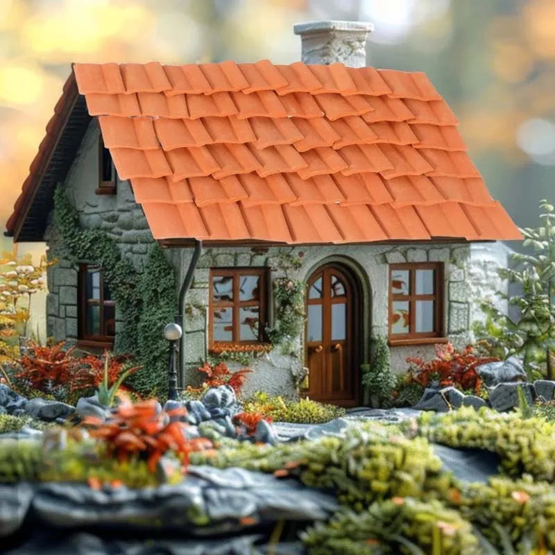 50pcs Mini Clay Red Roof Tiles – Miniature DIY Model Building Set Miniature Model Tiles Zpaxo