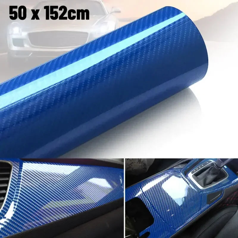 DIY Protection Waterproof Decal 6D Car Interior Wrap Sticker Glossy Zpaxo Blue-50X152cm