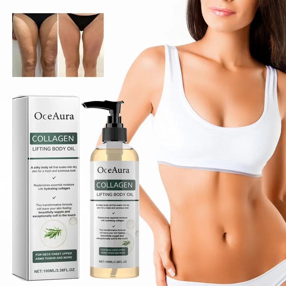 OceAura Collagen Body Oil Tighten Skin Elasticity Increased Moisturizing Body Smooth Non Greasy Rosemary After Shower Body Oil Zpaxo