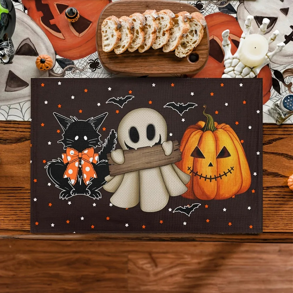 Halloween Meal Mat 4 Ghost Pumpkin Cat Bat Non-slip Heat-resistant