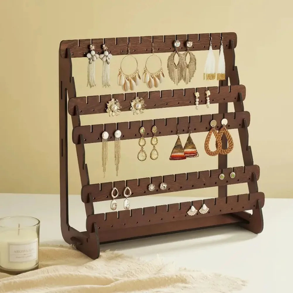 Wooden Earring Display Stand – Large Capacity Jewelry Organizer Jewelry Display Stand Zpaxo