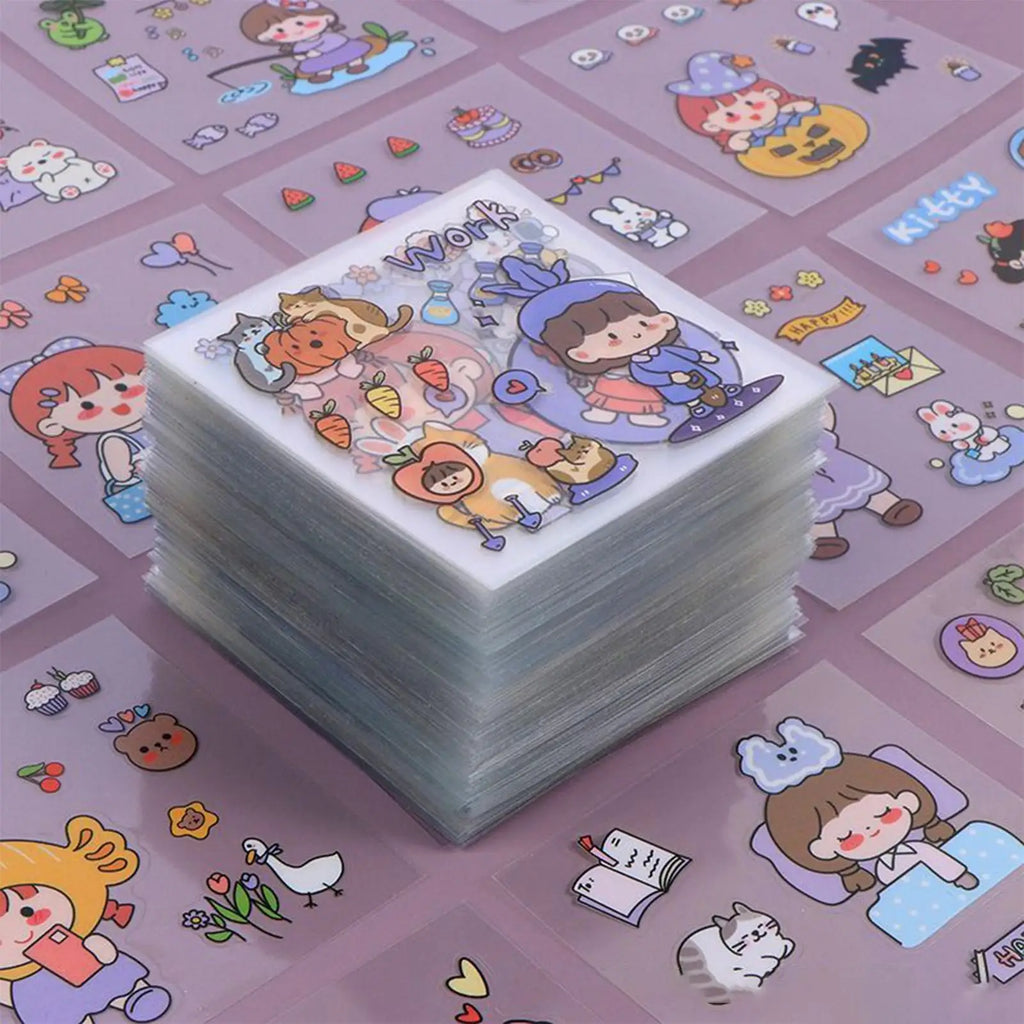 Cute Cartoon Girl Sticker 100X Scrapbooking Planner Notebook Sticker Waterproof Laptop Water Bottle Stickers Creative Waterproof Zpaxo
