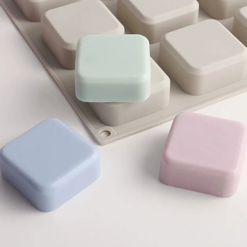 9-Cavity Silicone Soap Mold Square Soap Clay Plaster Making Chocolate Candy Jelly Pudding Muffin Cake Mold Zpaxo