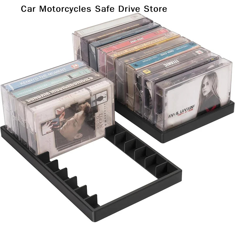 CM1Pcs Black Plastic Cassette Tape Holder Box Magnetic Closure Large