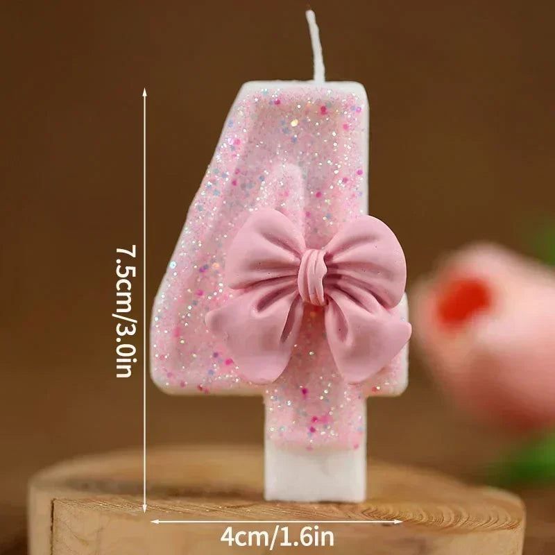 1 2 3 4 5 6 7 8 9 3D Number Candle Cake Number Cake Candle Pink Glitter Birthday Candle Topper Birthday Party Cake Decor Hot Zpaxo 4