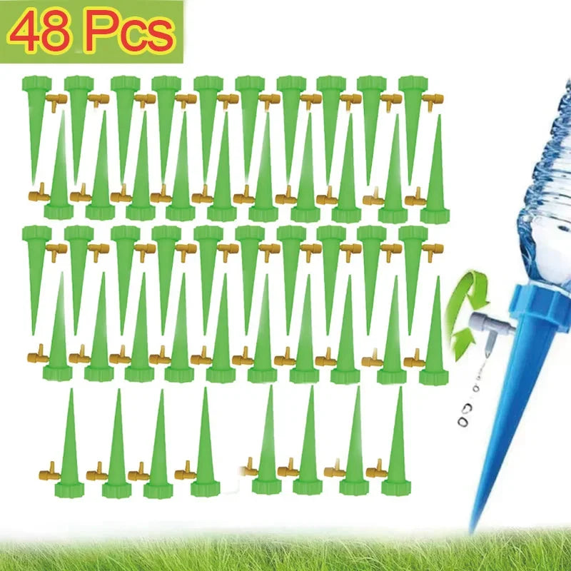 Automatic Drip Irrigation System Self Watering Adjustable for Flower Plants Greenhouse Garden Auto Water Dripper Device Zpaxo 48PCS-Green