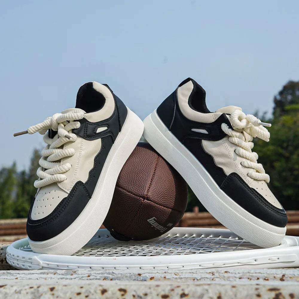 Round-toe Lace-up Casual White Thick-soled Vulcanized Shoes Seasonal