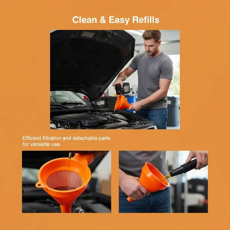 Right-Angle Plastic Oil Funnel Kit – Car & Motorcycle Refueling
