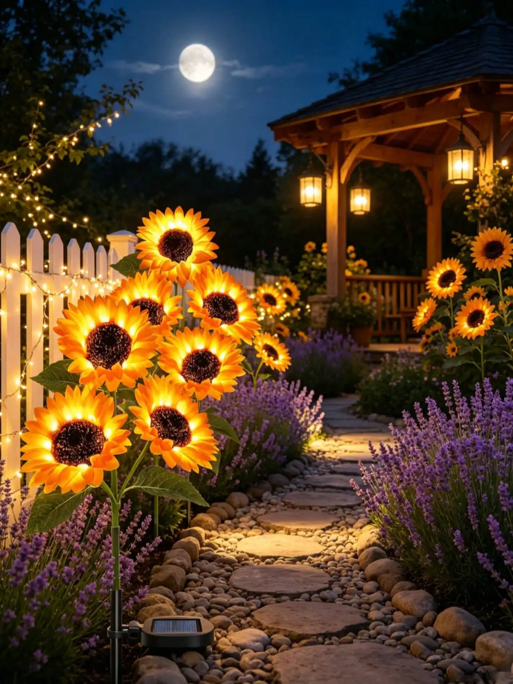 Three-head Outdoor Solar Sunflower Light Garden Decorative Waterproof