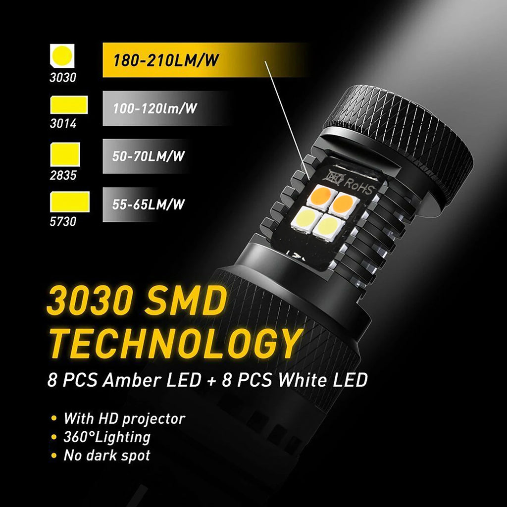 3157 LED Canbus Anti Hyper Flash Switchback White Amber Front Turn