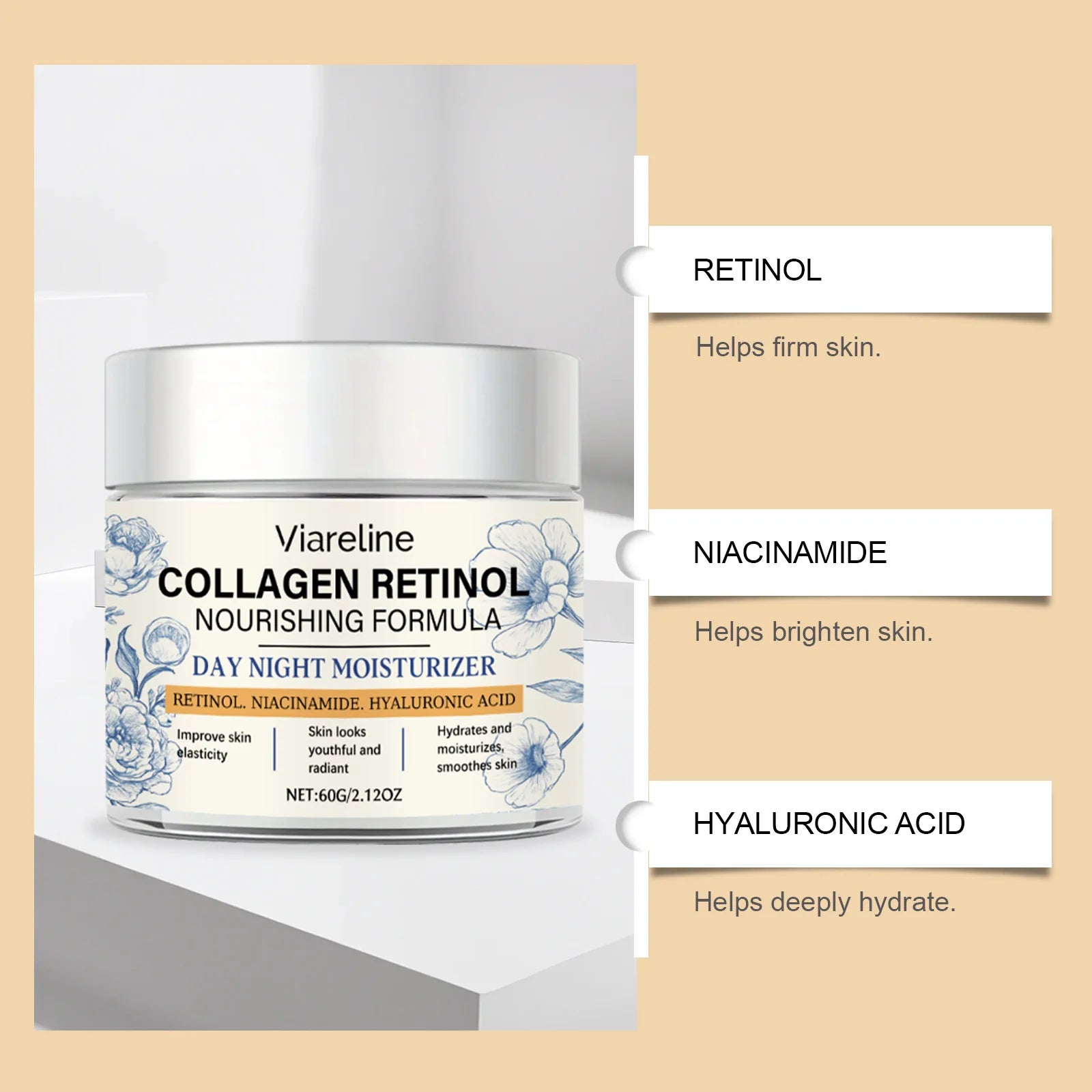 Retinol Moisturizing Cream Deep Hydration Nourishes Facial Skin Gentle Care Leaves Skin Smooth Plump Tender & Boosts Elasticity Zpaxo