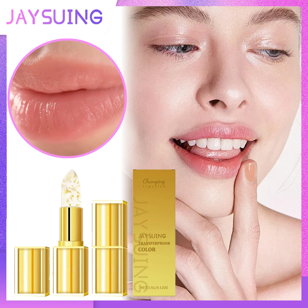 Gold Leaf Color Changing Lip Balm Tinted Lip Care Moisturizing Repair Dry Chapped Lip Hydrating Gloss Non Sticky Winter Skincare Zpaxo