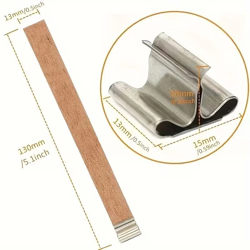 20-Pack Wooden Candle Wicks with Metal Base – DIY Candle Making Candle Making Wicks Zpaxo 130mm 20pcs
