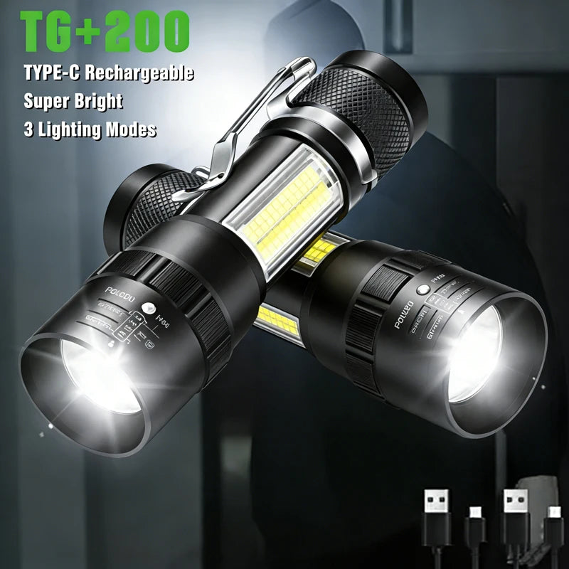 KDULIT Mini Rechargeable LED Flashlight – Zoomable Pocket Torch