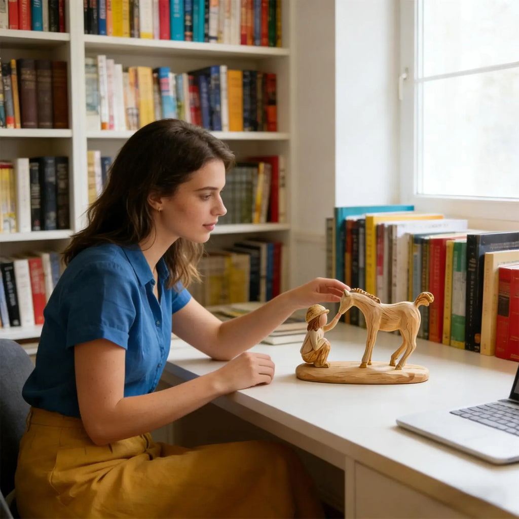 Horse Statue Resin Girl Home Decoration Animal Desk Bedroom Bookshelf