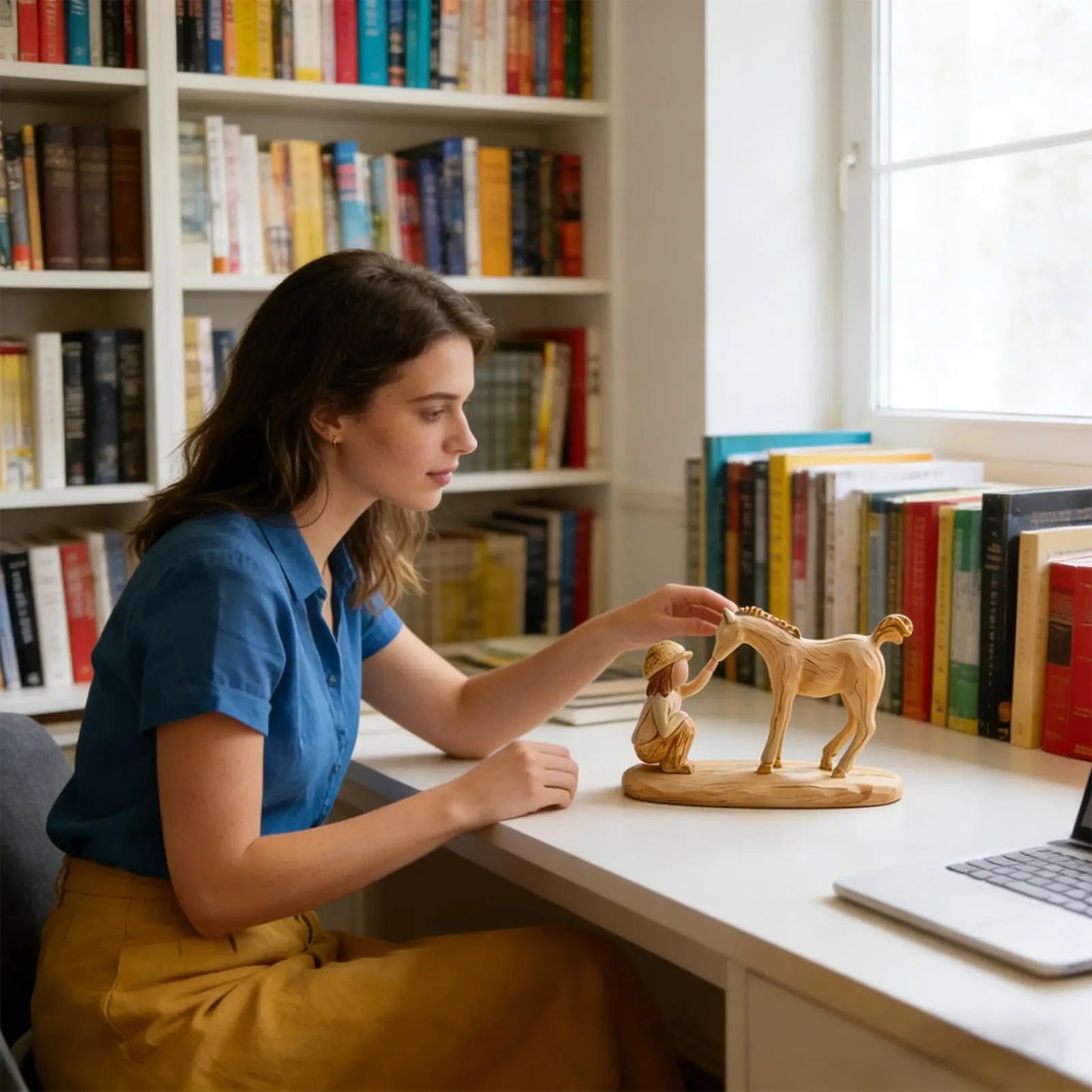 Horse Statue Resin Girl Home Decoration Animal Desk Bedroom Bookshelf