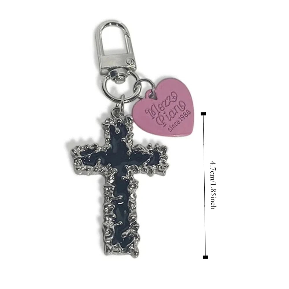 Bag Pendant Butterfly Cross Key Chain Heart Trinket Y2K Lava Thorn Zpaxo