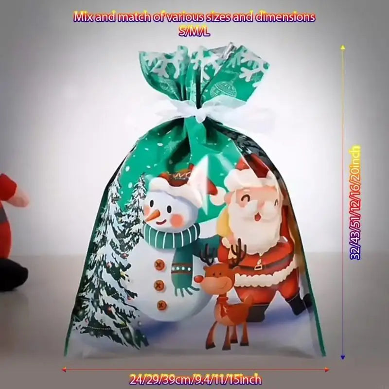 Christmas Bags Holiday Secure Ribbon Closure Supports Party Assorted