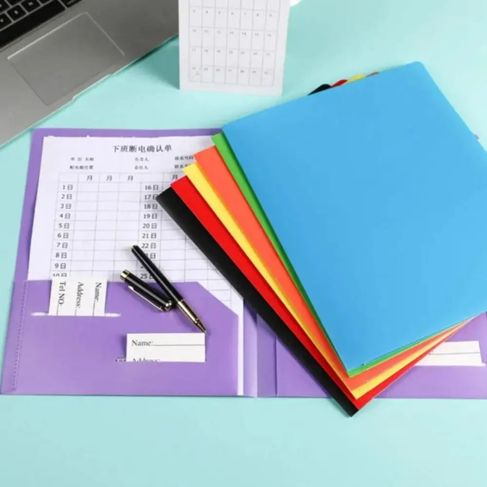 Plastic File Folder 2 Pockets & Business Card Slot | A4 Letter Plastic File Folder Zpaxo