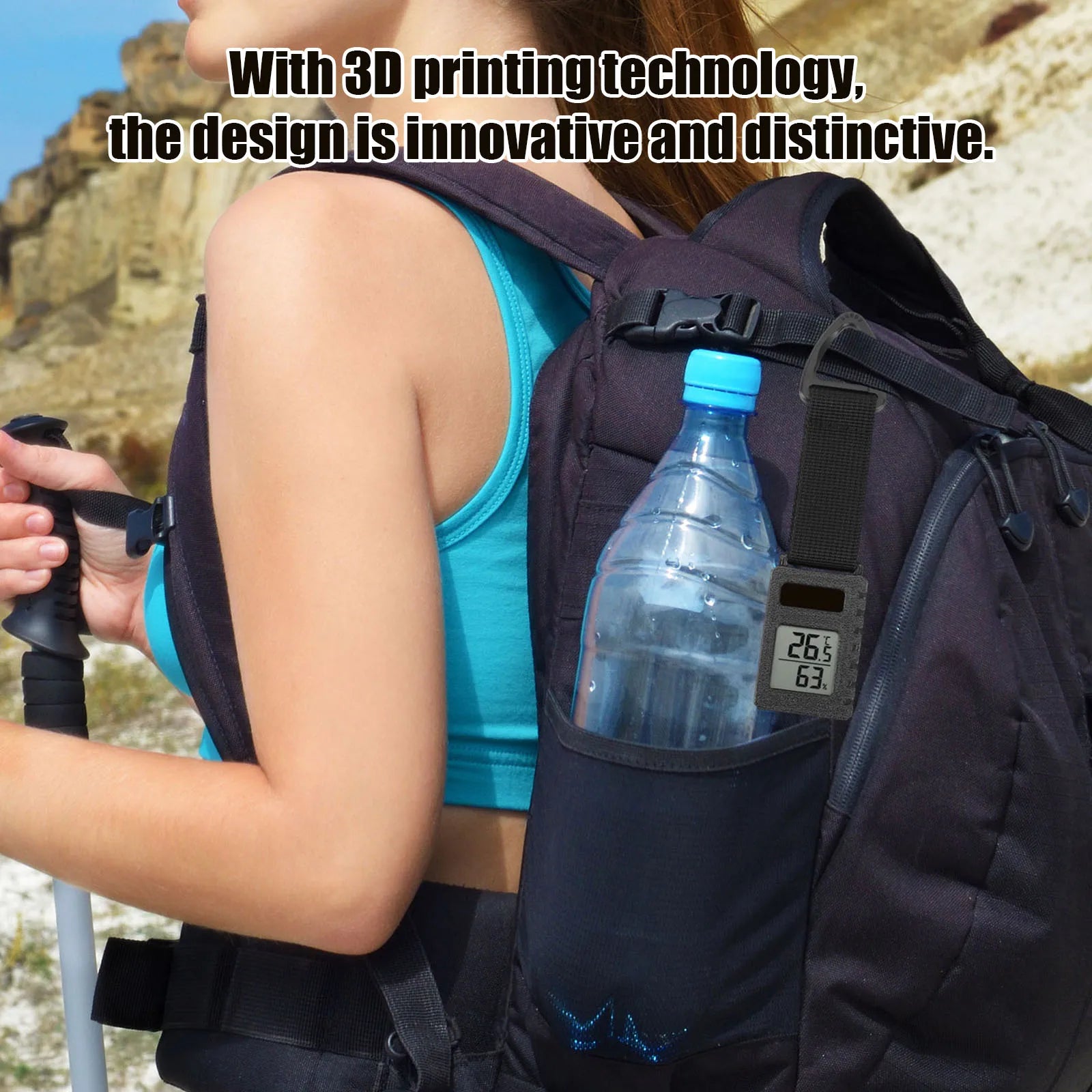 Backpacking Hiking Travel Thermometer Carabiner Clip Temperature