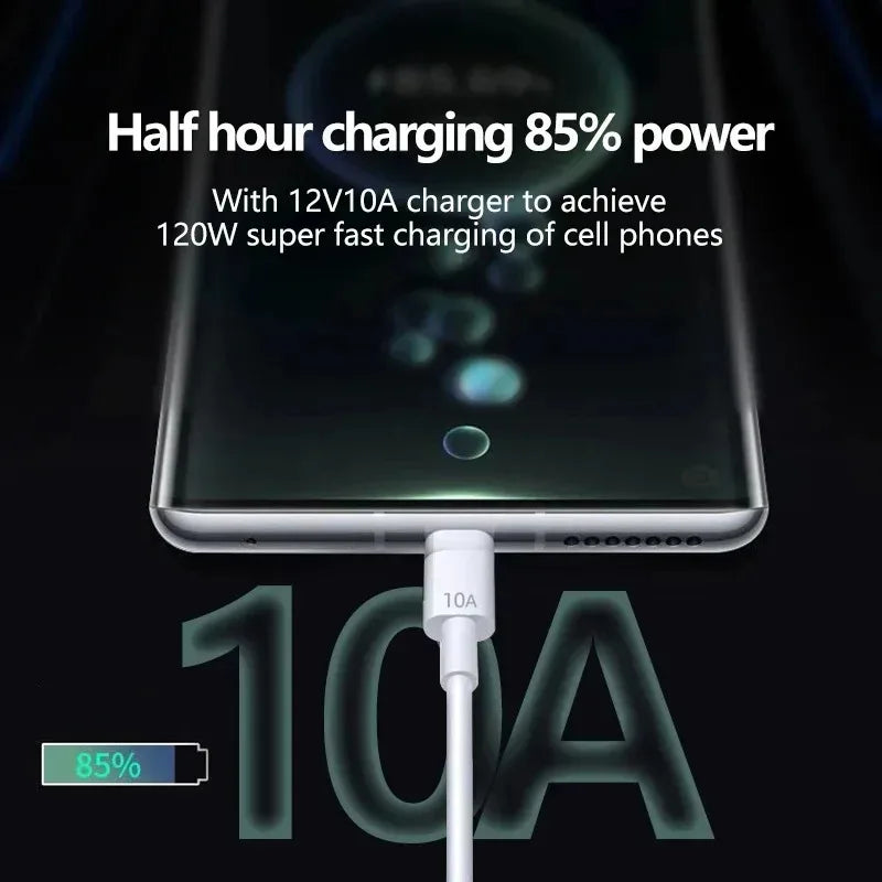 120W 10A USB-C Fast Charging Cable – 1–6 Pack | USB-A to Type-C