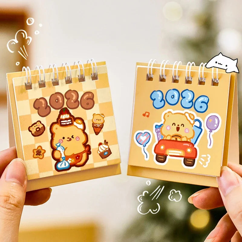2026 Custard Bear Calendar Desk Calendar Portable Coil Schedule Planner Desktop Decoration Daily Planner Office School Supplies Zpaxo