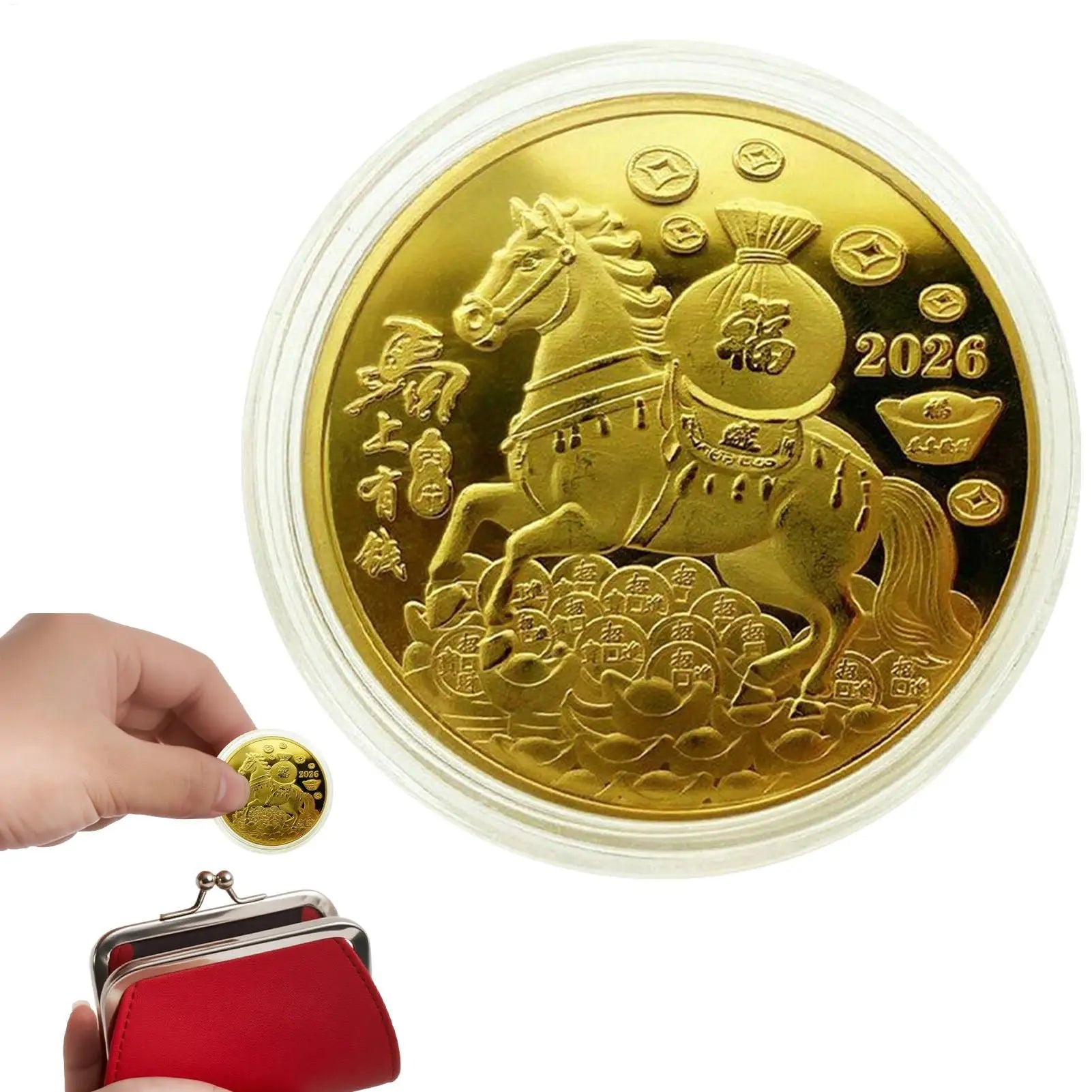 Collectible Coin Blessing Lucky Horse Coin Year of the Horse Collection Display Collecting for Kids Women Decor Home Art Zpaxo