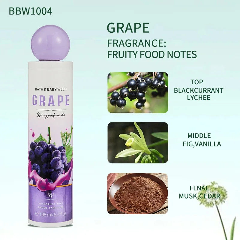 Sublime Gourmet Fragrance Mist, Unisex Fresh Berry Sweet Cookie Chocolate Cream Scent Body Spray 168ml Alluring Aroma Splash Zpaxo Grape 168ml
