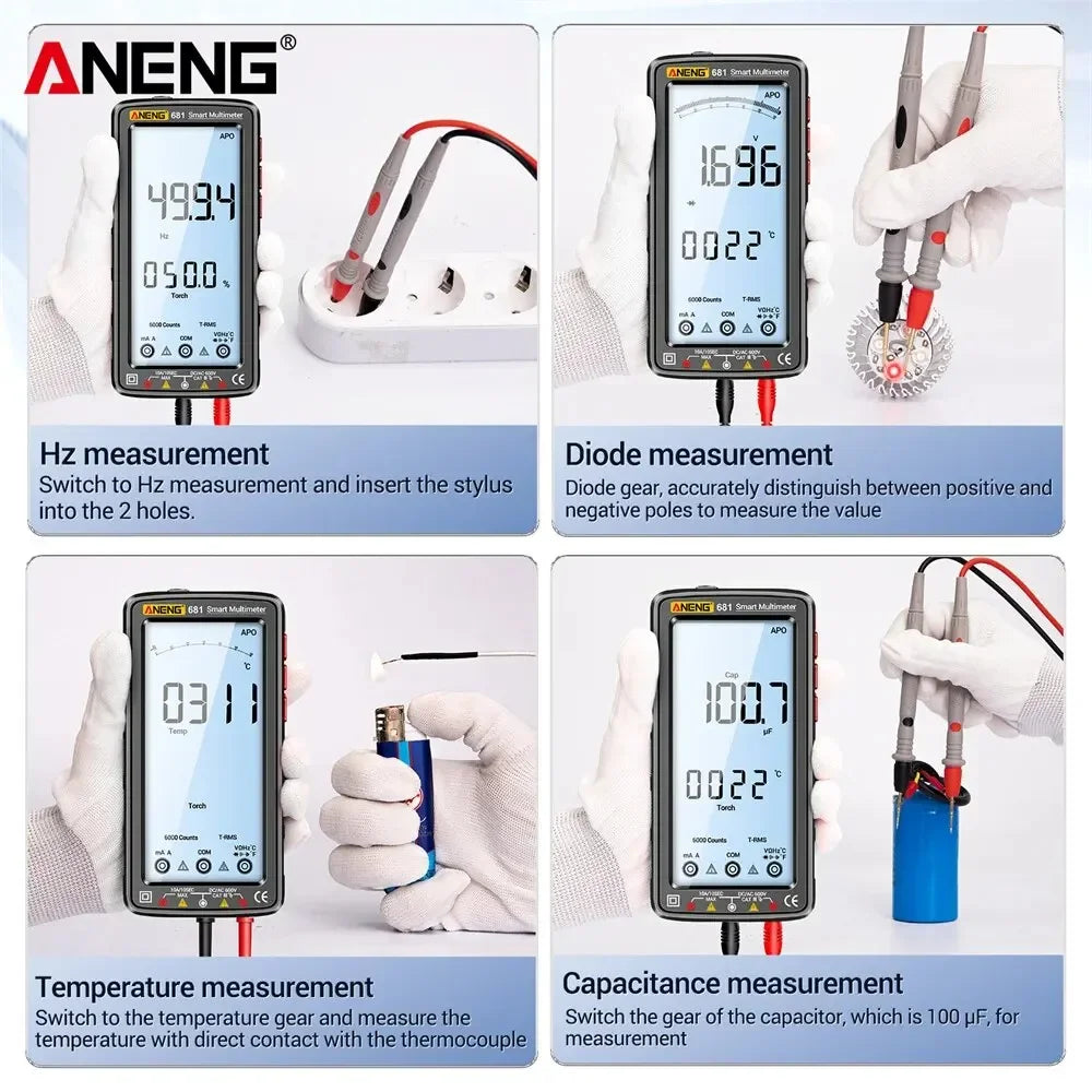ANENG 681 Non-contact Voltage Tester AC DC Rechargable Digital