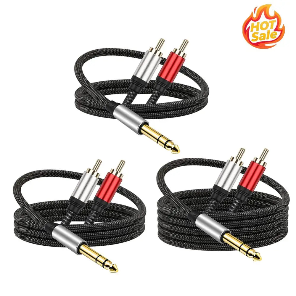 Professional 1/4 Inch Male TRS Stereo Plug To RCA Male Cable Excellent Sound 6.35mm Male To Dual RCA Male Splitter Cable Zpaxo