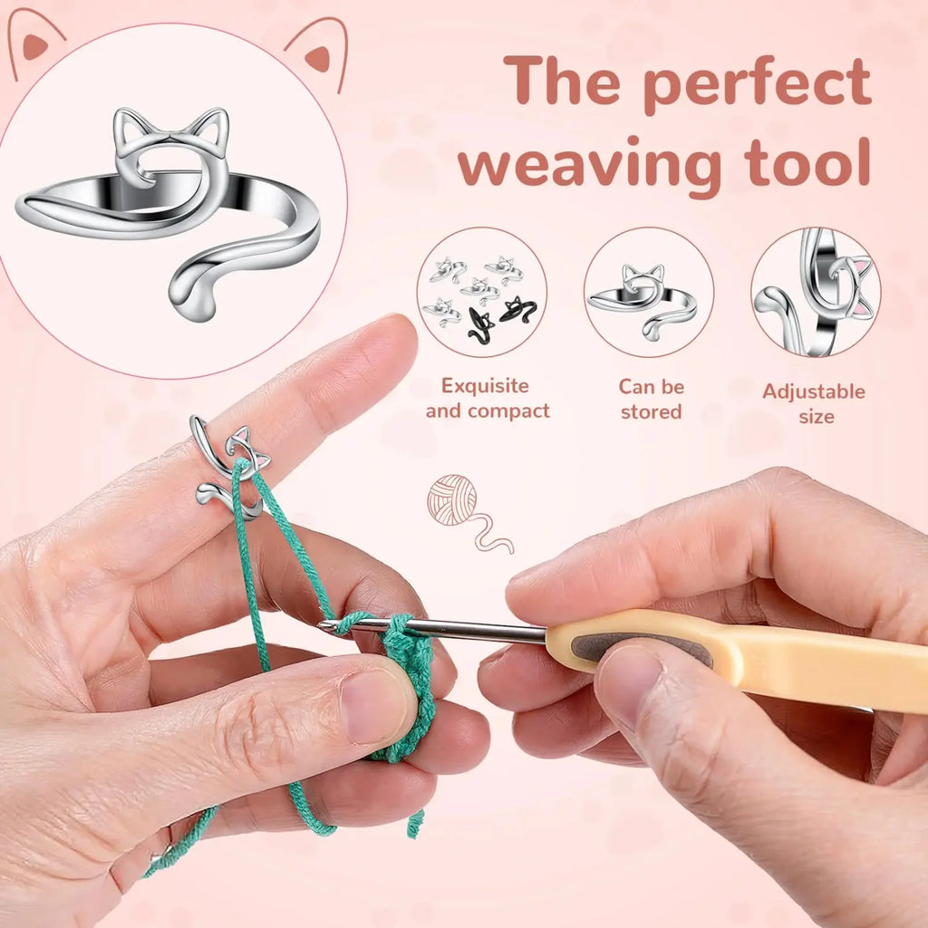 2pcs Adjustable Knitting Crochet Loop Ring Knittied Yarn Guide Finger Faster Holder Thimble Crocheters Thread Ring Sewing Tools Zpaxo