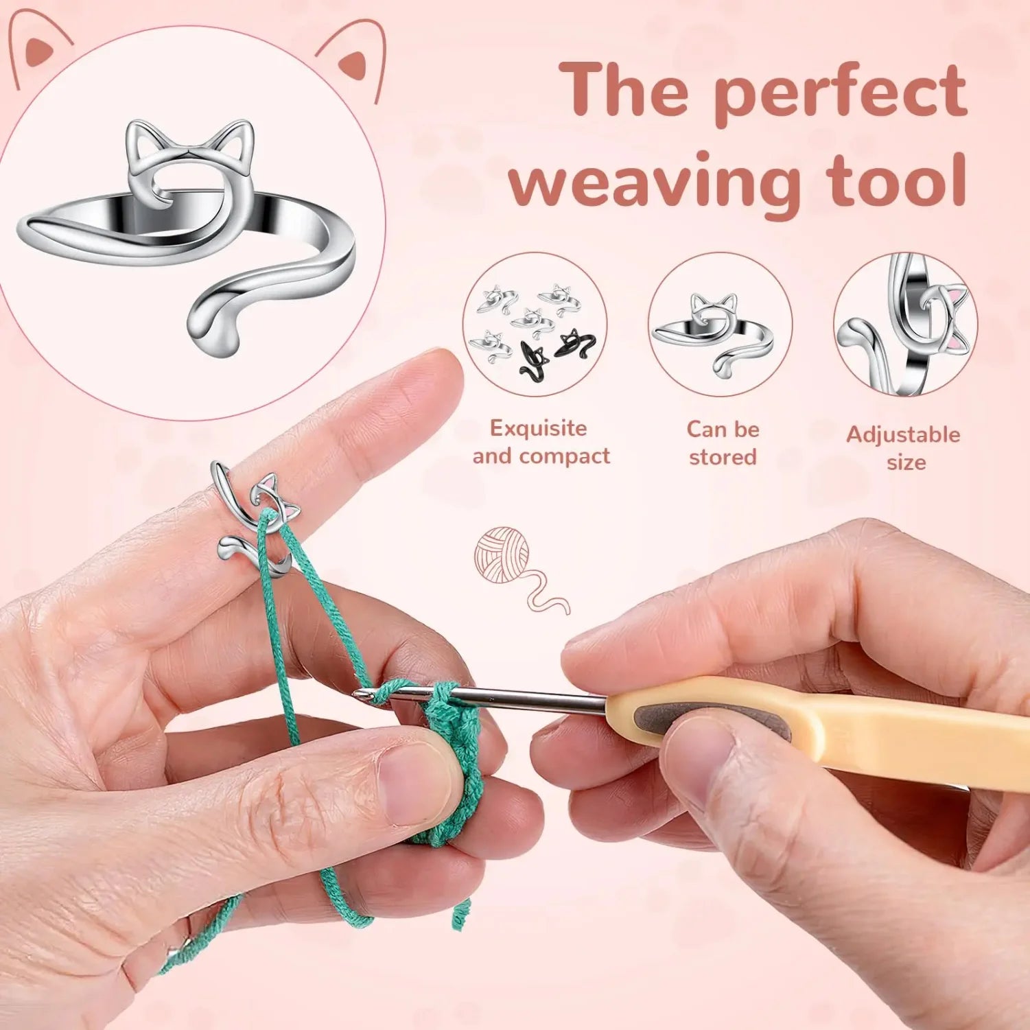 2pcs Adjustable Knitting Crochet Loop Ring Knittied Yarn Guide Finger Faster Holder Thimble Crocheters Thread Ring Sewing Tools Zpaxo