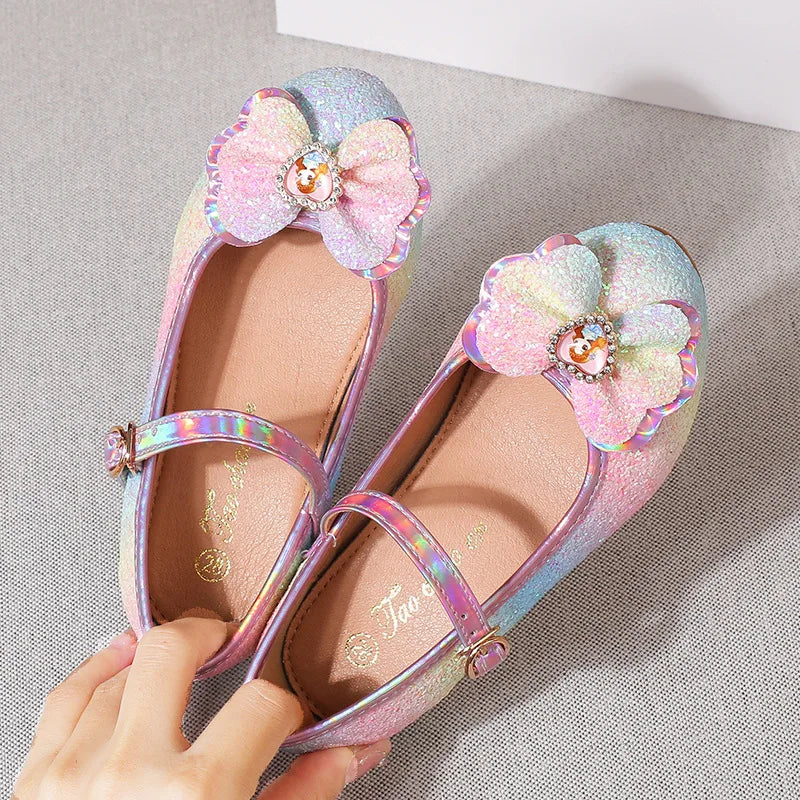 Girls Sandals Rhinestone Butterfly Latin Dance Kids Shoes Children Zpaxo