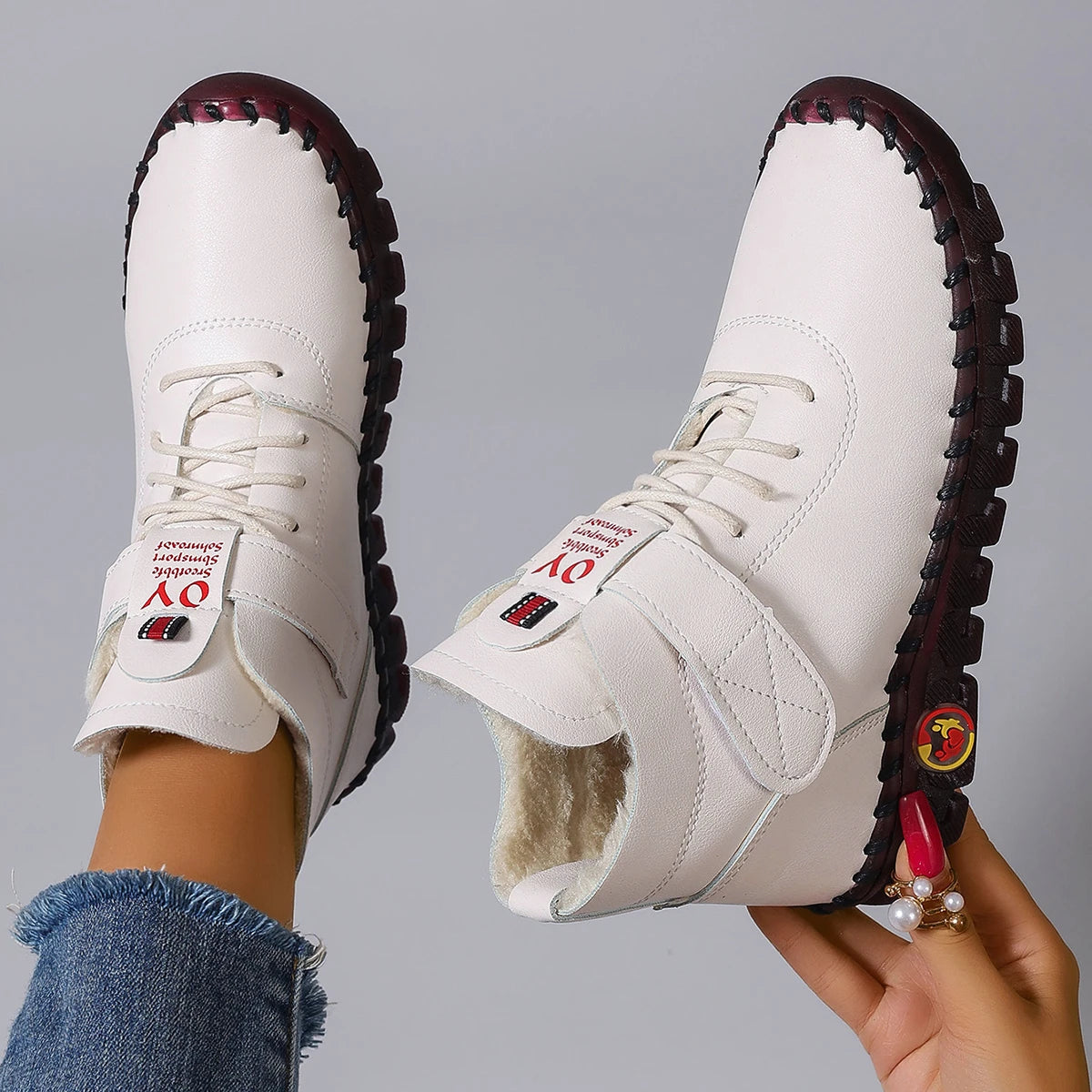 Women Boots 2025 New Comfortable Flat Ankle Boots Luxury Casual Thickened Warm Mom Shoes Fashion Handmade Cotton Shoes Women Zpaxo Beige 36
